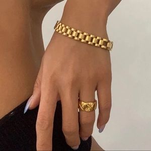 Gold OR SILVER quilted pattern crush ring